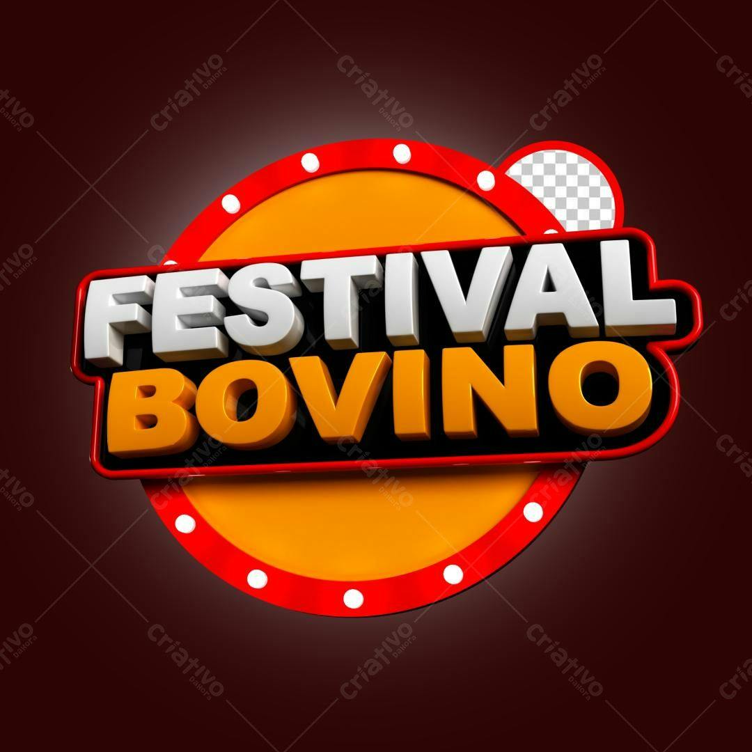 Selo 3D evento promocional laranja e branco