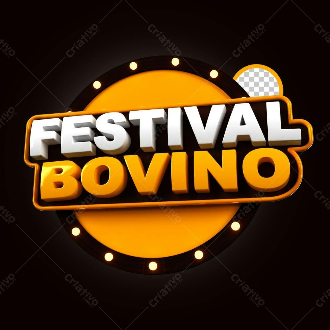 Selo 3D promocional evento laranja e branco