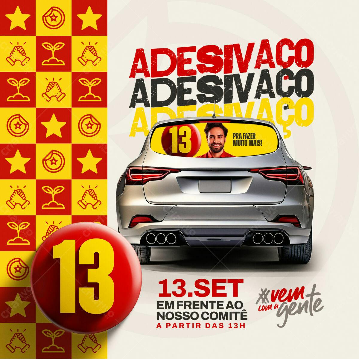 Adesivo de Carro para Campanha Política PSD Editável