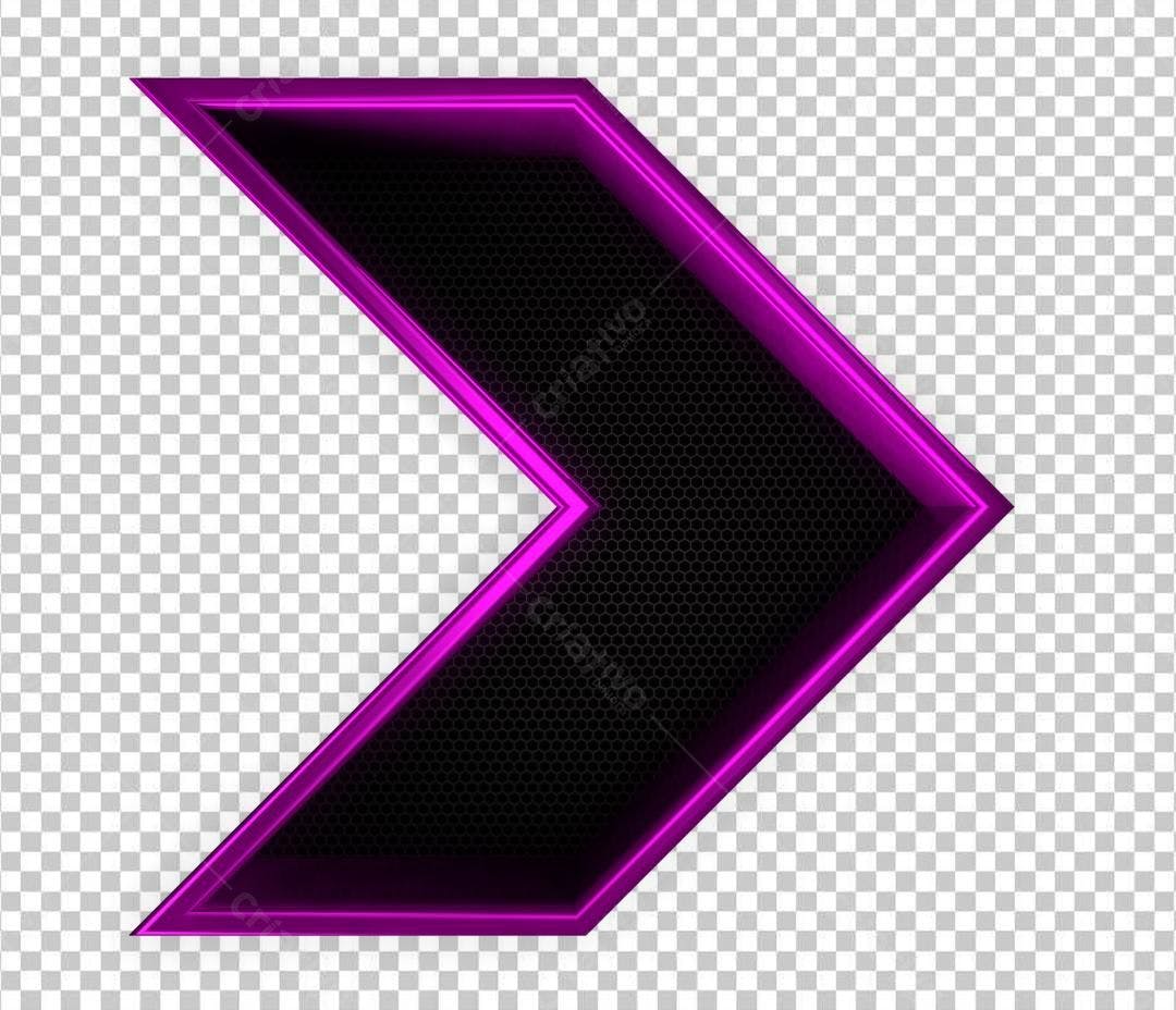 Selo 3D direcional neon roxo e preto