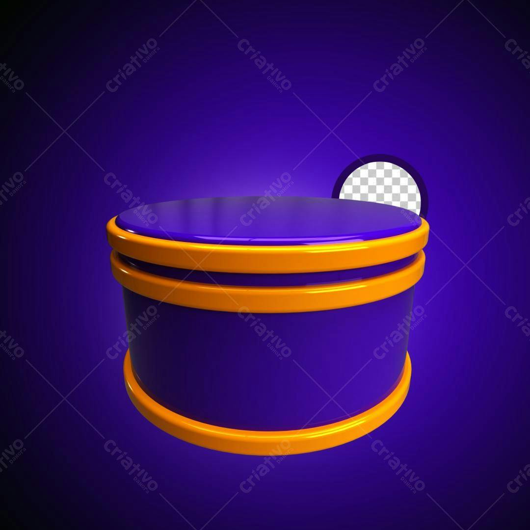 Selo 3D promocional roxa e laranja