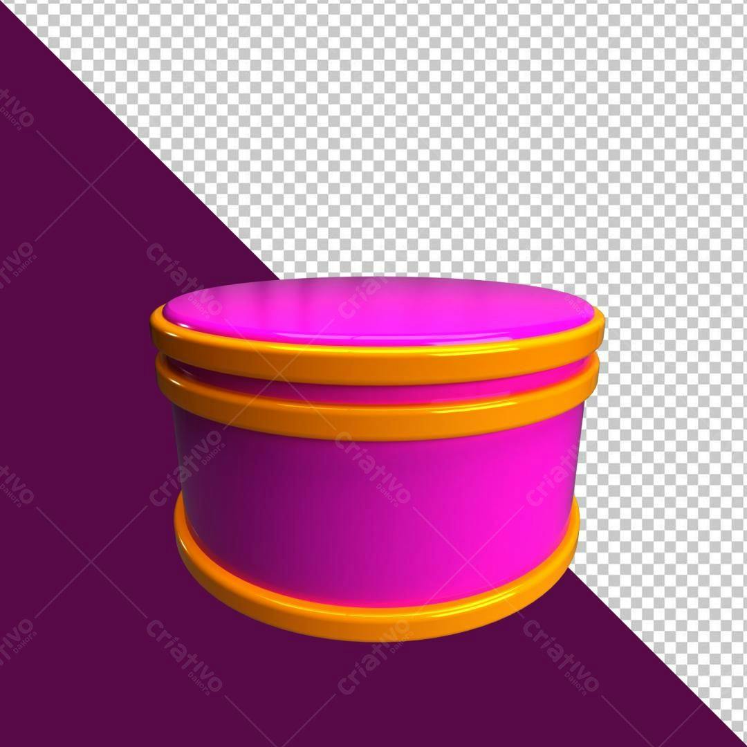 Selo 3D decorativo rosa e laranja brilhante