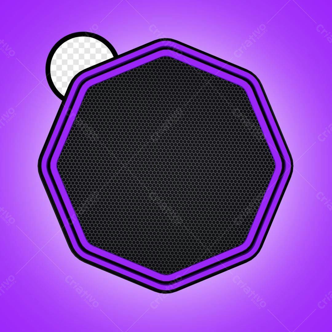 Selo 3D Octagonal Preto e Roxo com Textura de Metal