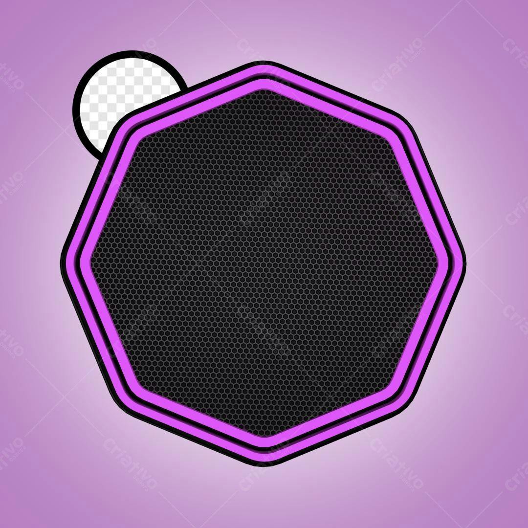 Selo 3D octogonal roxo e preto com textura metálica