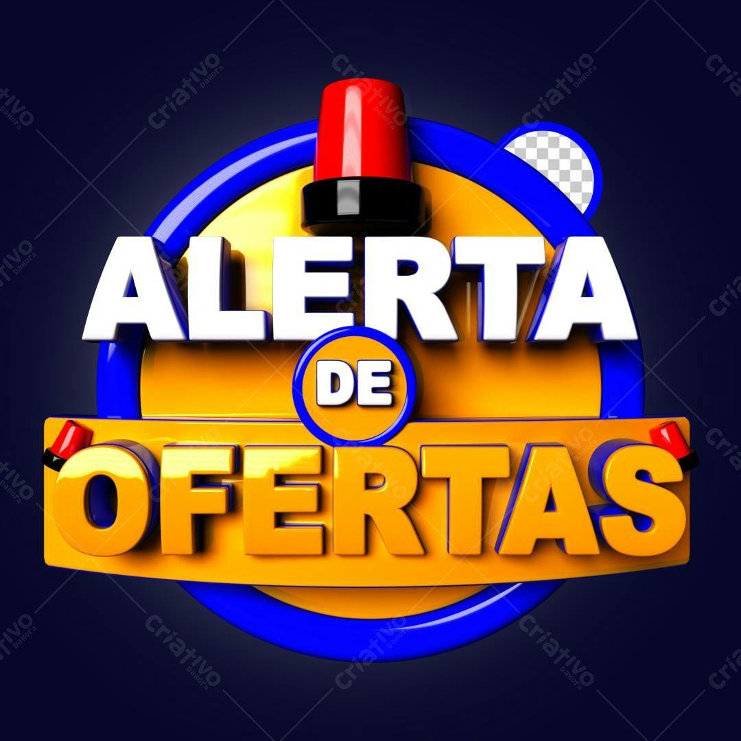 Selo 3D promocional amarelo e azul brilhante
