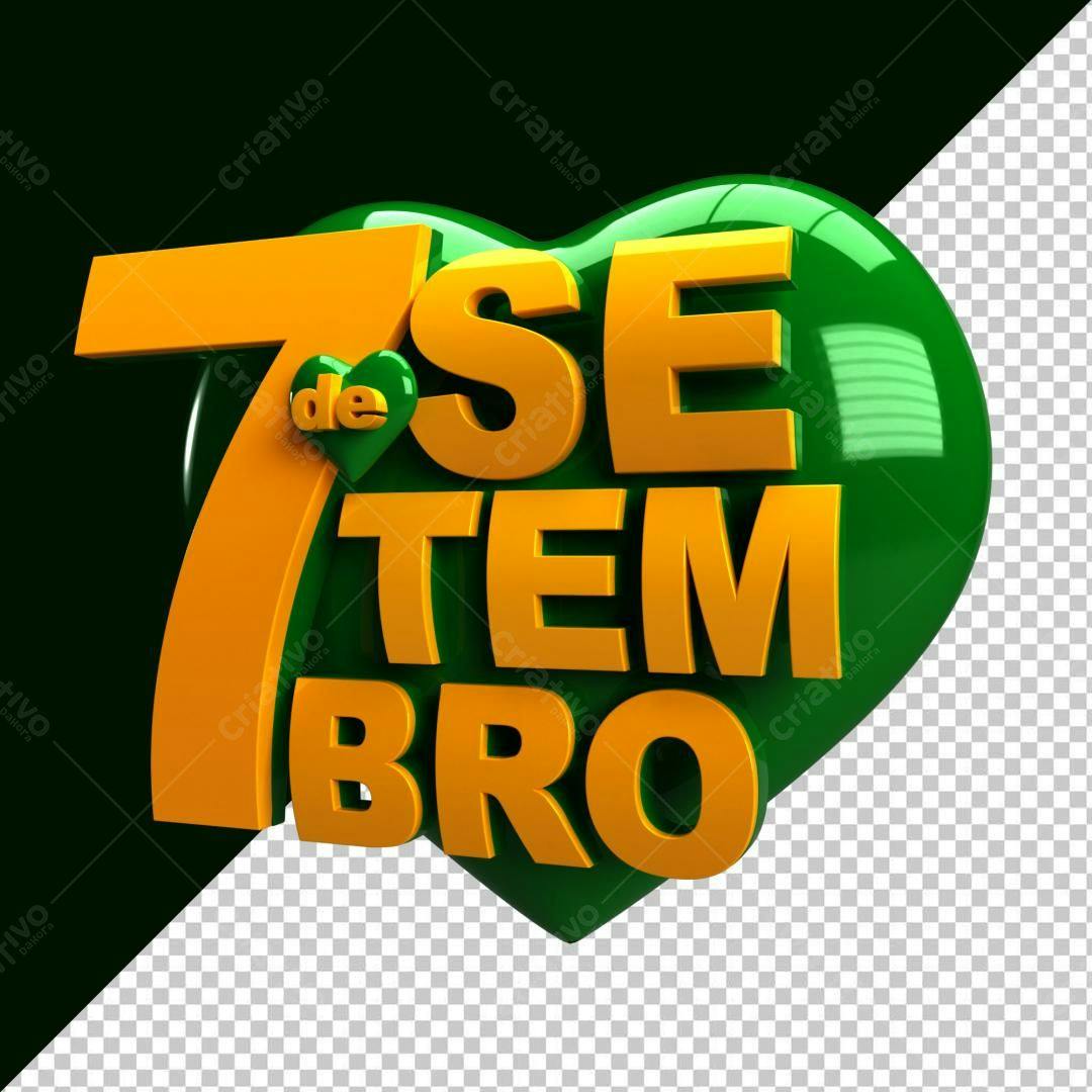 Selo 3D dia dos namorados verde e amarelo