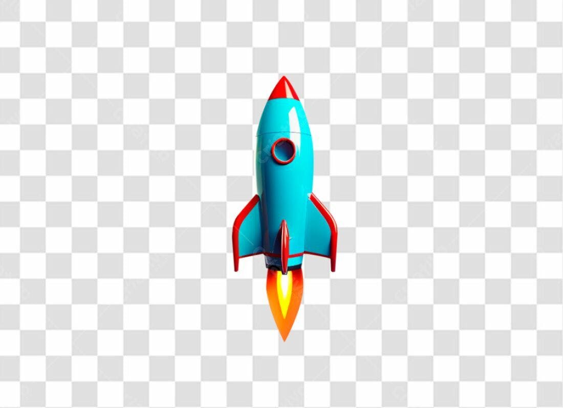 Icone Foguete Azul e Vermelho PNG com fundo transparente