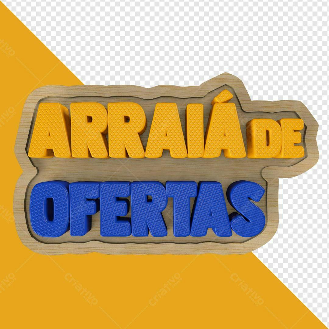Selo 3D promocional madeira azul e amarelo