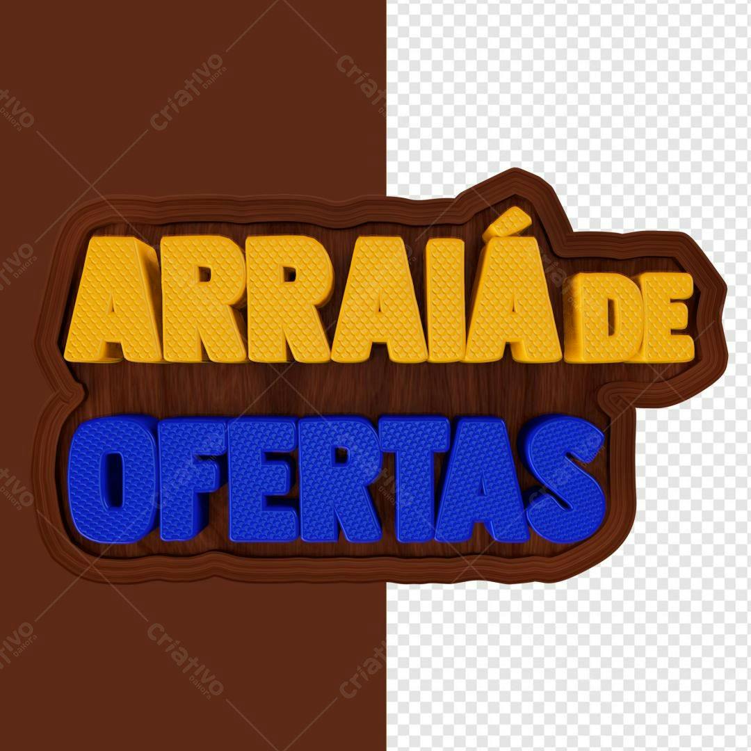 Selo 3D promocional madeira azul e amarelo