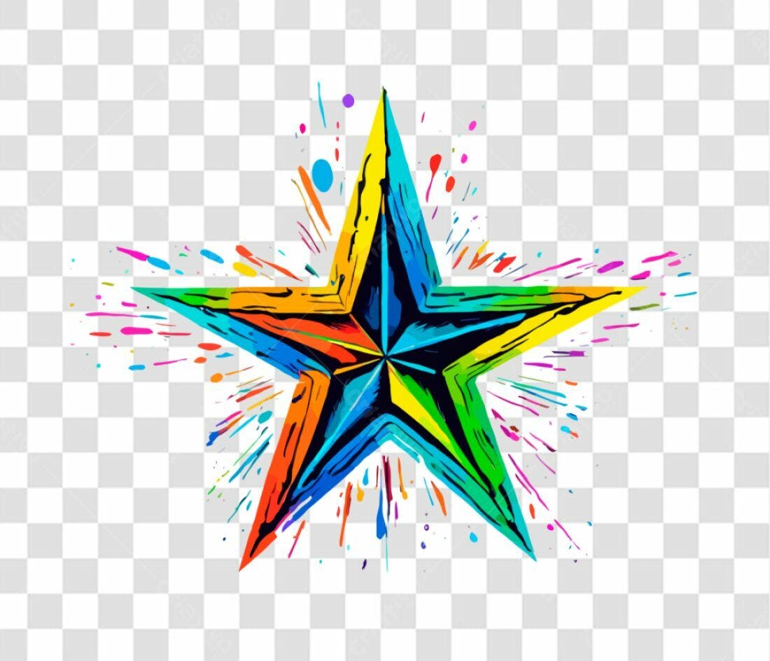 Icone Estrela Colorida PNG com fundo transparente