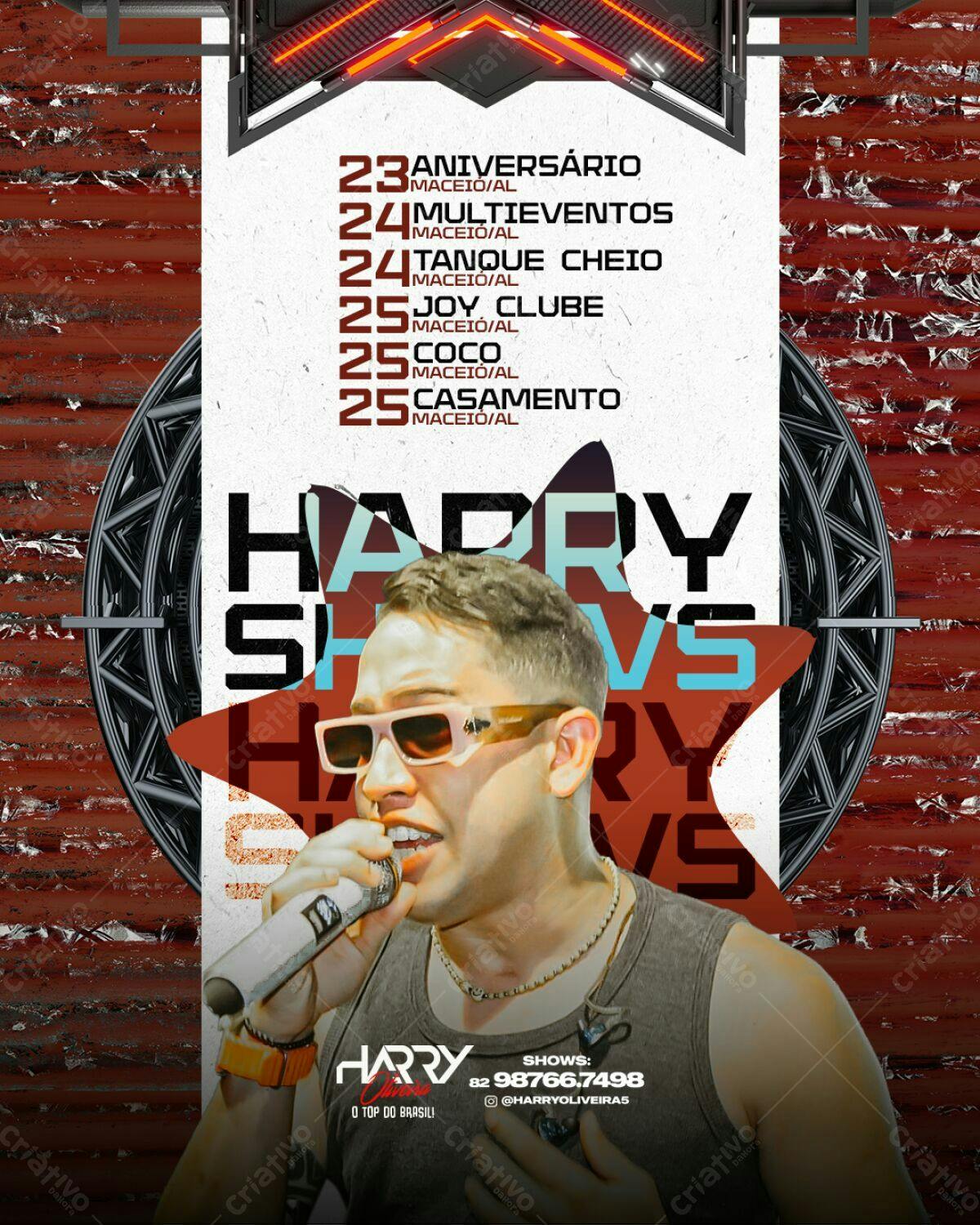 Flyer para Show do Harry Oliver PSD Editável