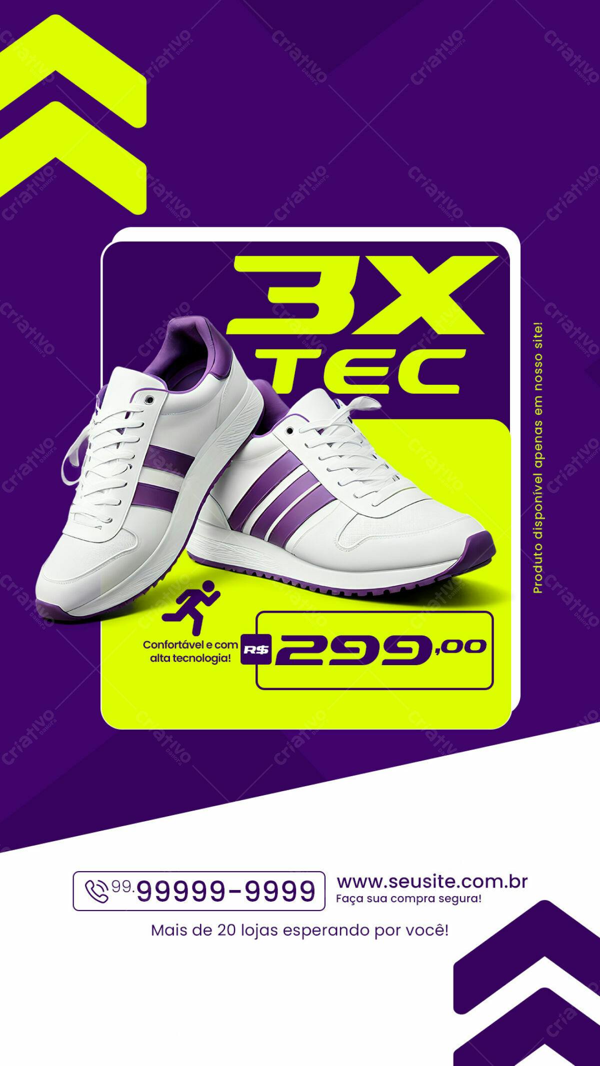 Flyer Promoção Tênis 3X TEC PSD Editável