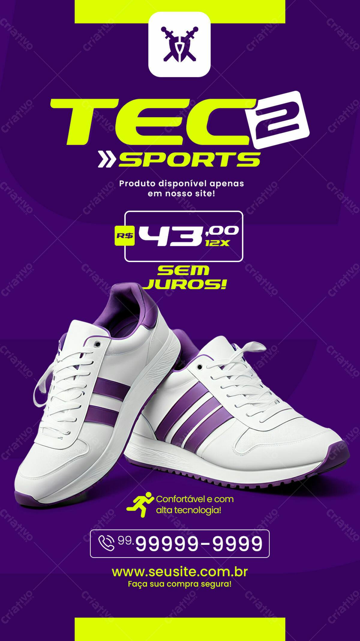 Flyer para Promoção de Tênis TEC2 Sports PSD Editável
