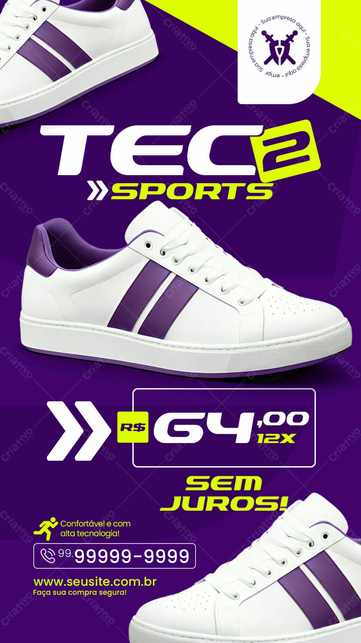 Flyer de Tênis Tec Sports PSD Editável