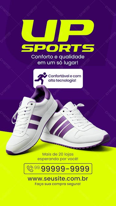 Stories social media loja de tênis up sports