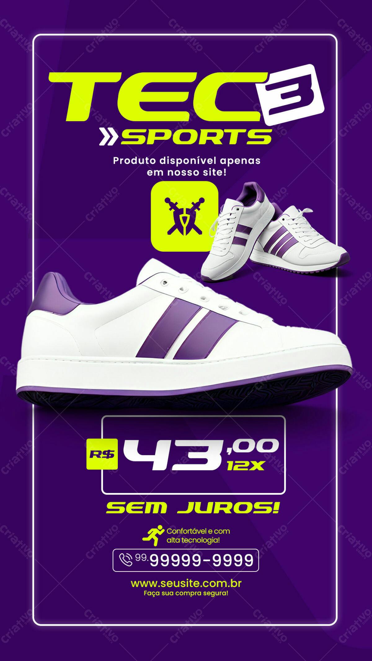 Flyer de Tênis TEC Sports PSD Editável