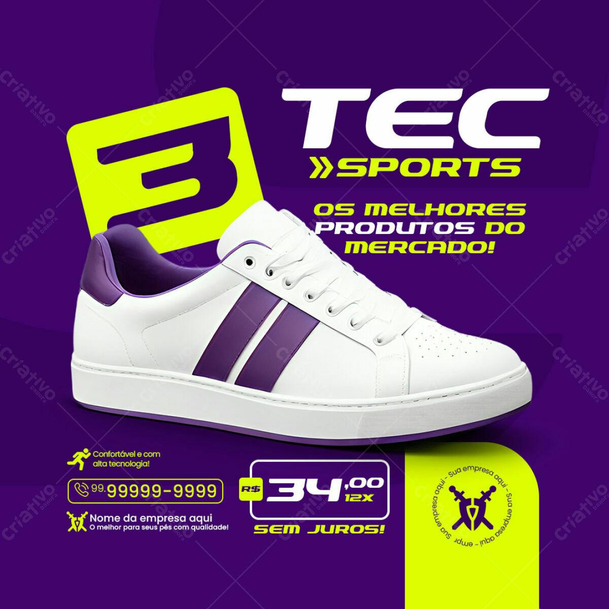 Anúncio de Tênis Tec Sports PSD Editável