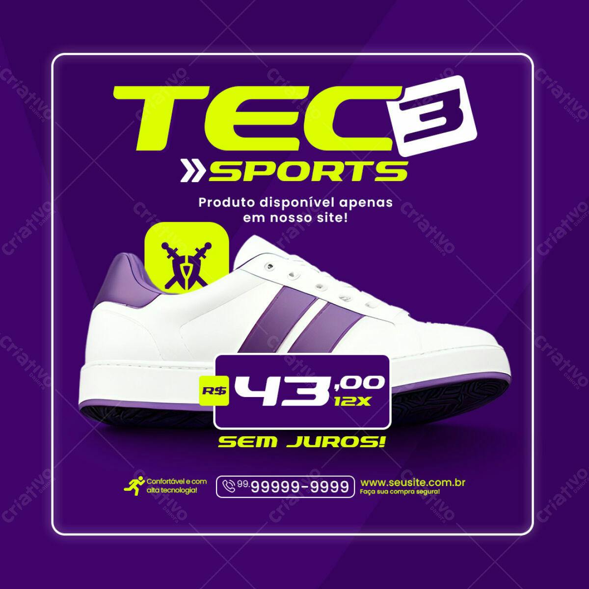 Postagem Instagram para Lançamento de Tênis TEC3 Sports PSD