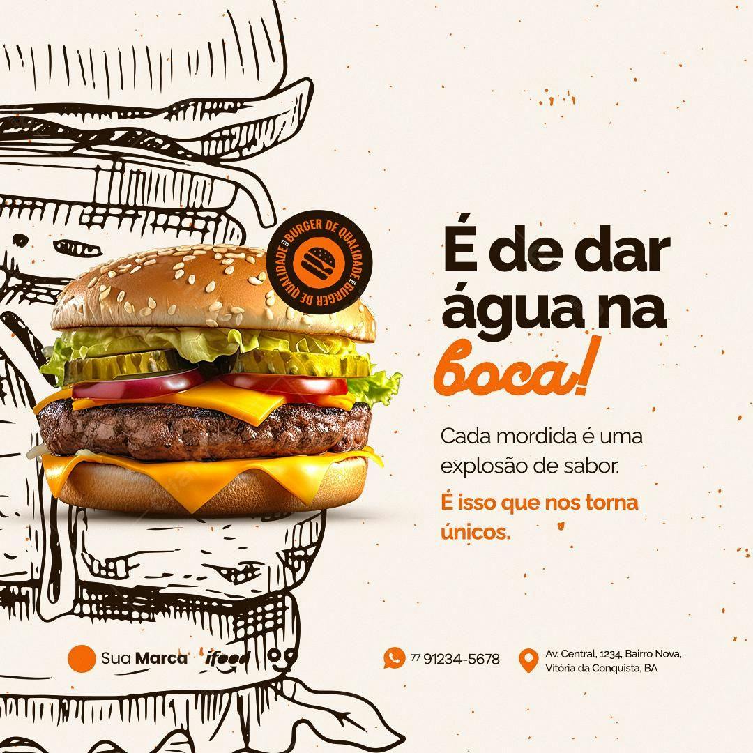 Flyer para Lanchonete/Hamburgueria PSD Editável