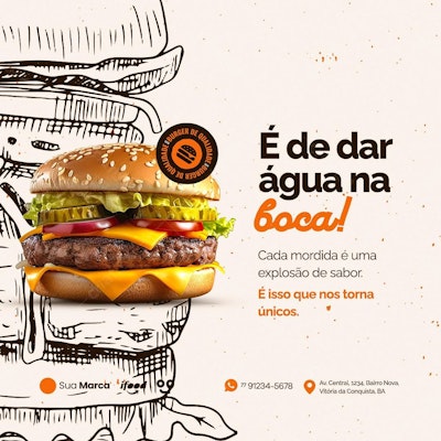 Flyer para Lanchonete/Hamburgueria PSD Editável