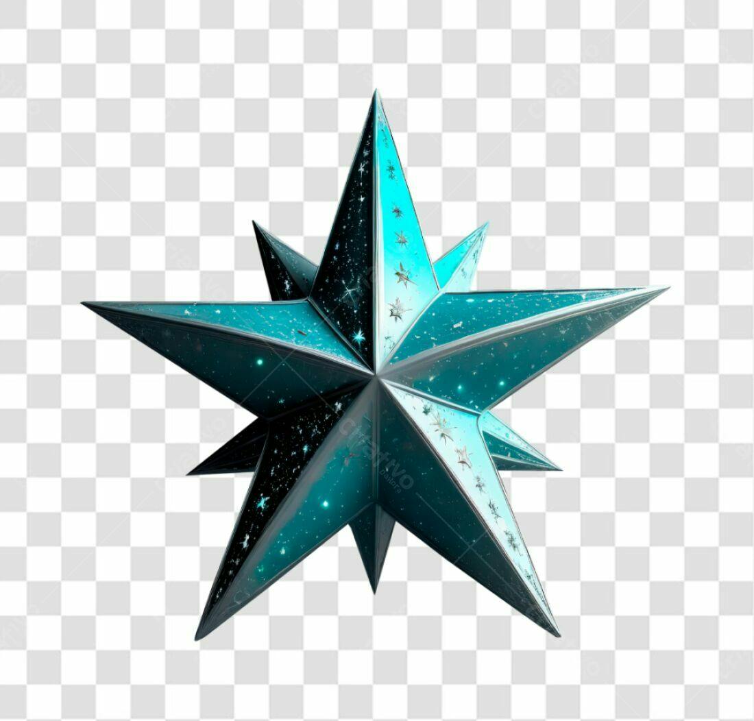 Icone Natalino Estrela Azul PNG com fundo transparente