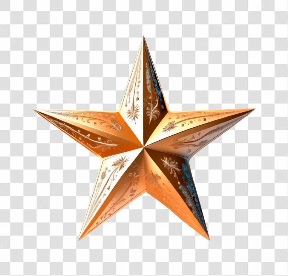 Icone Natalino Estrela Dourada PNG com fundo transparente