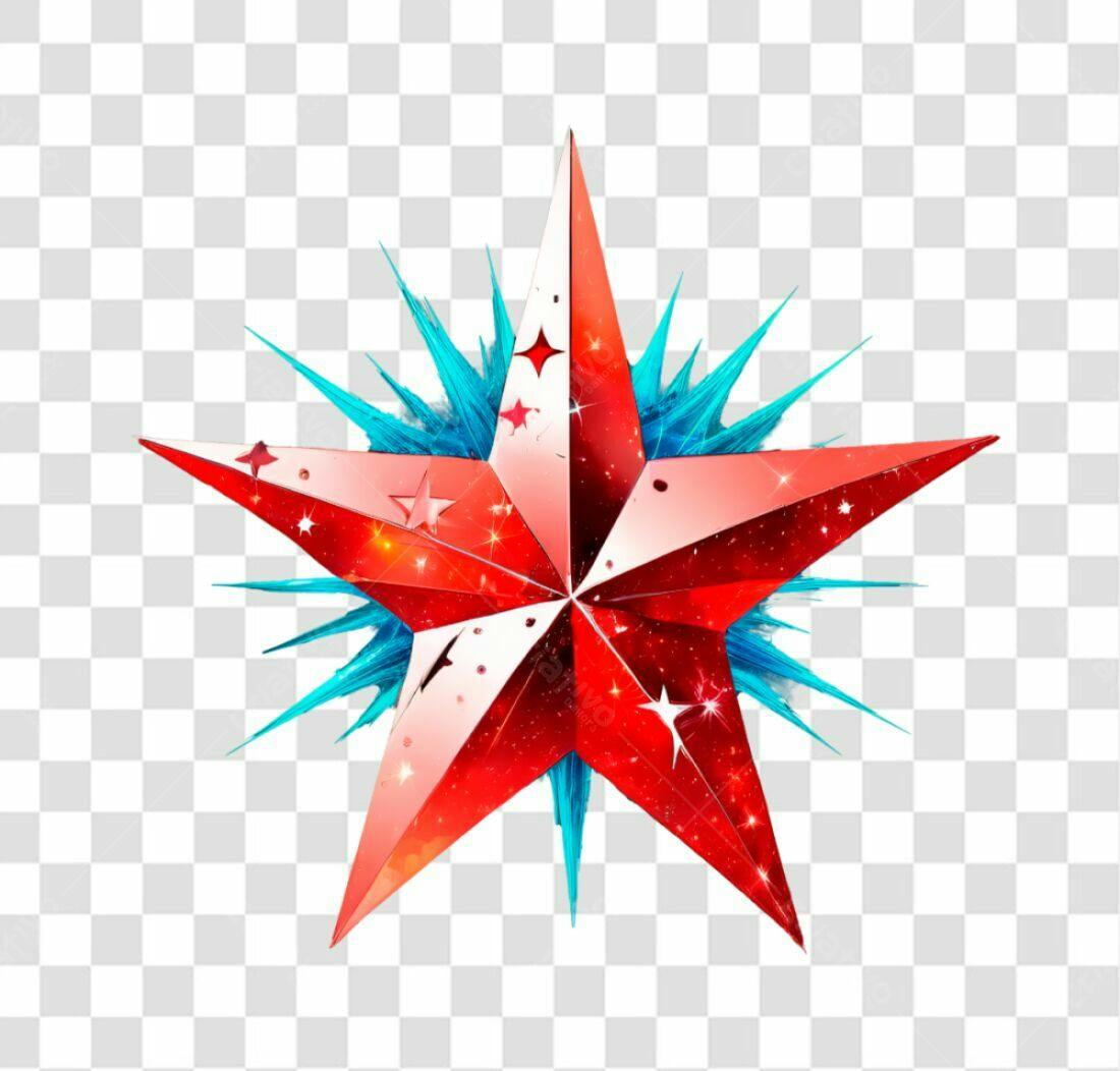 Icone Estrela Vermelha e Azul PNG com fundo transparente