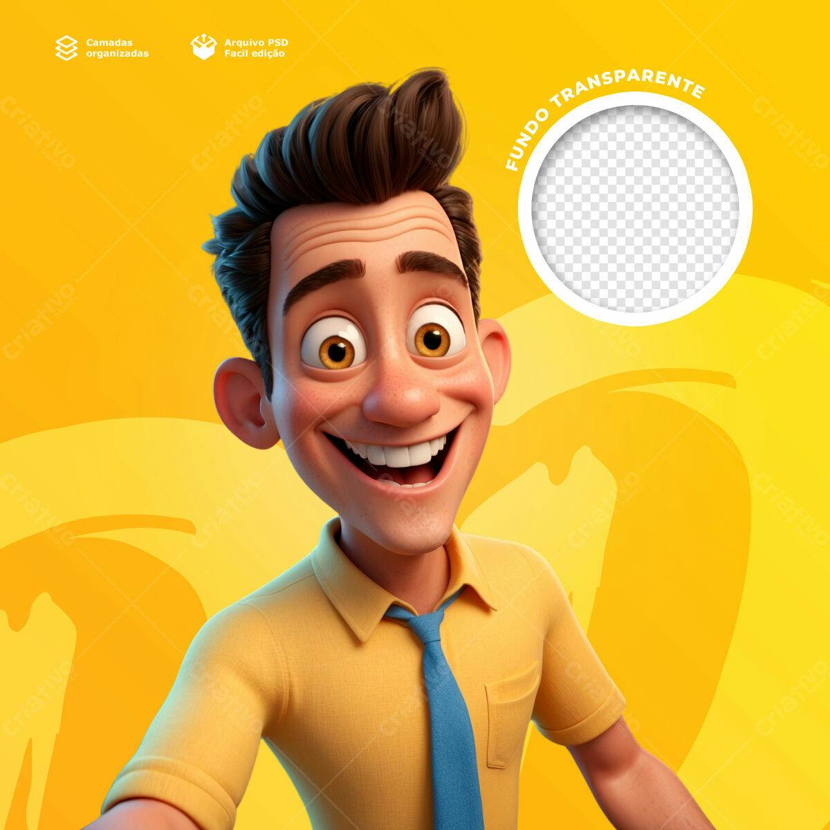 Postagem para Redes Sociais com Personagem Cartoon PSD Editável