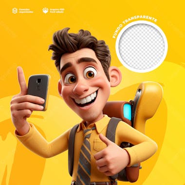 Mascote 3d de um homem para campanha publicitária psd editável 4