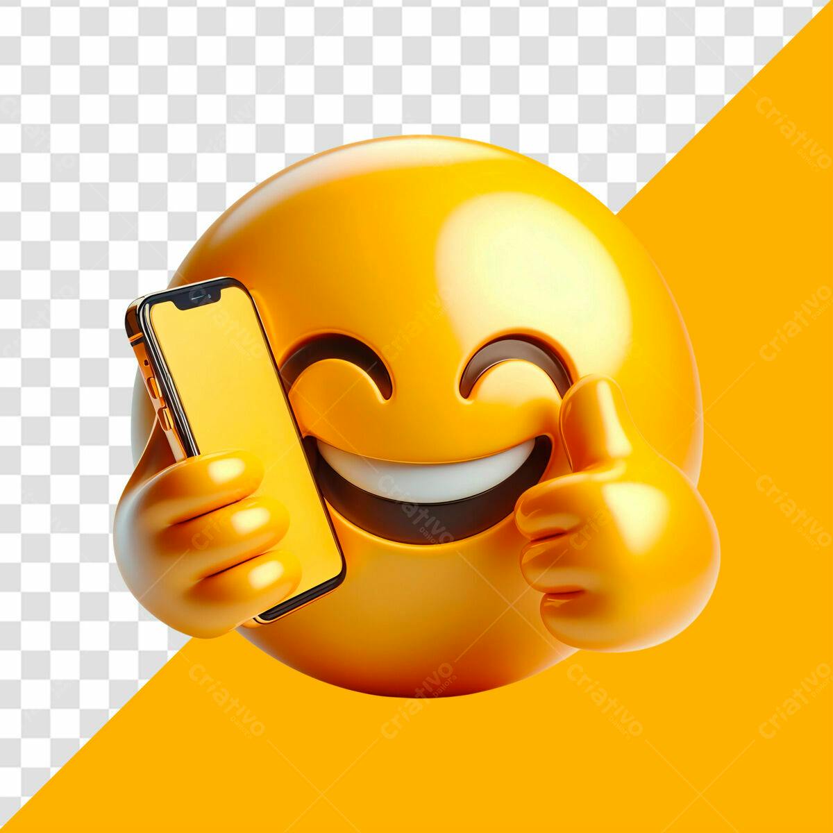 Emoji Sorrindo ao Telefone PSD Editável