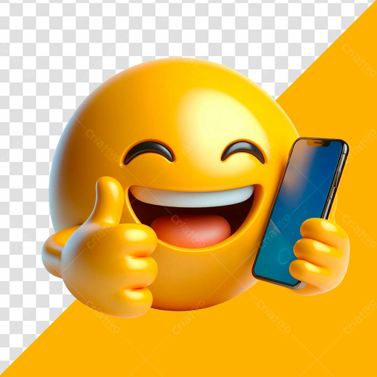 Emoji Amarelo com Polegar para Cima PSD Editável