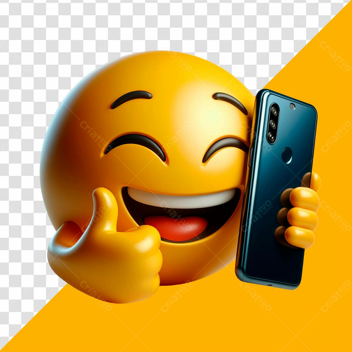 Emoji Sorrindo com Polegar para Cima PSD Editável