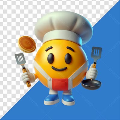 Elemento 3D Emoji De Cozinheiro Com Panela E Panquecas