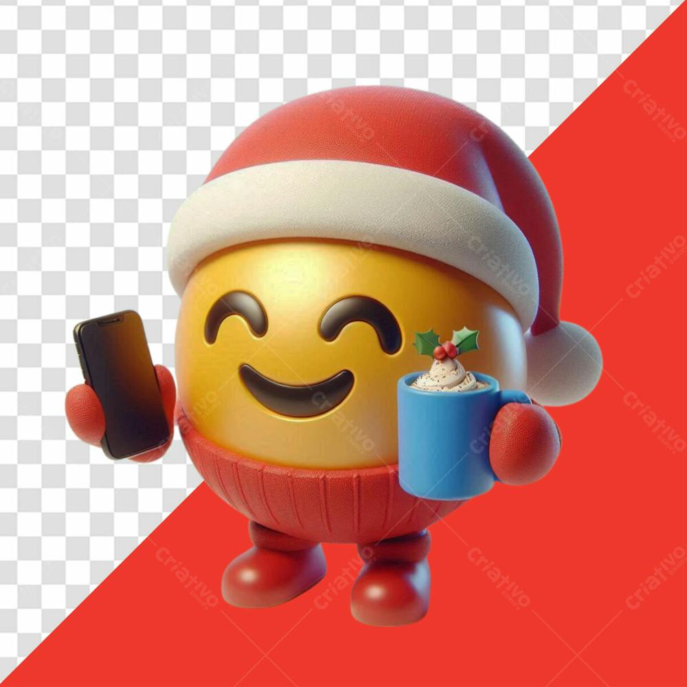 Elemento 3D Emoji Divertido De Natal Com Celular