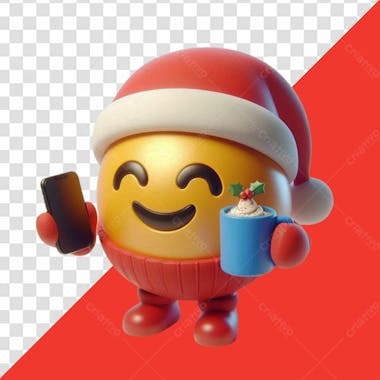 Elemento 3d emoji divertido de natal com celular