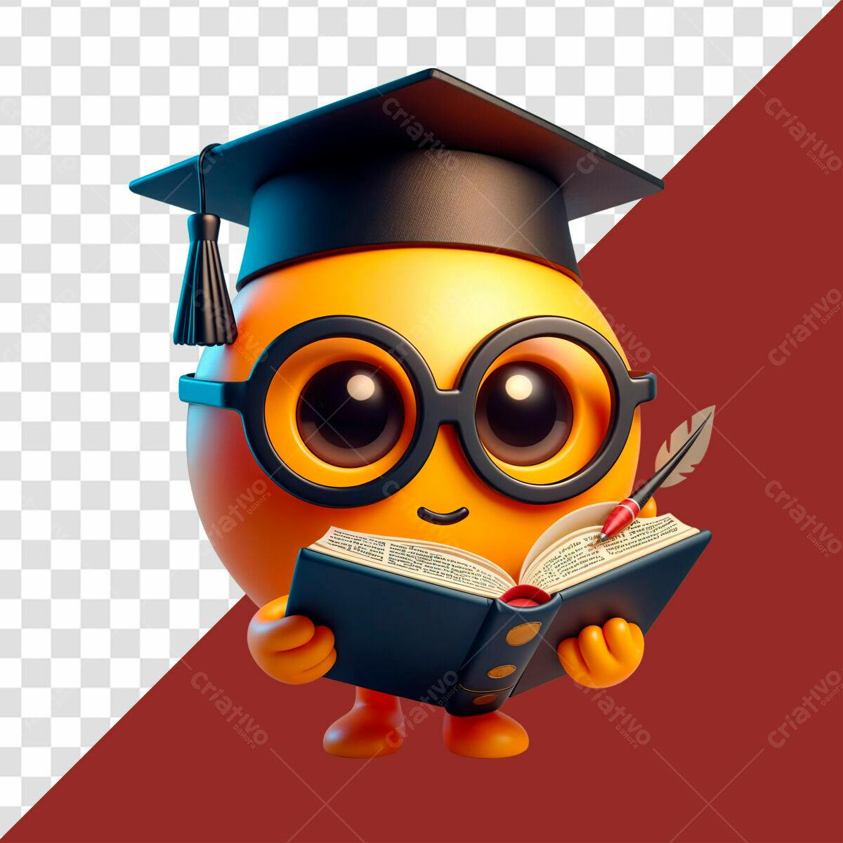 Personagem fofo lendo livro PSD Editável