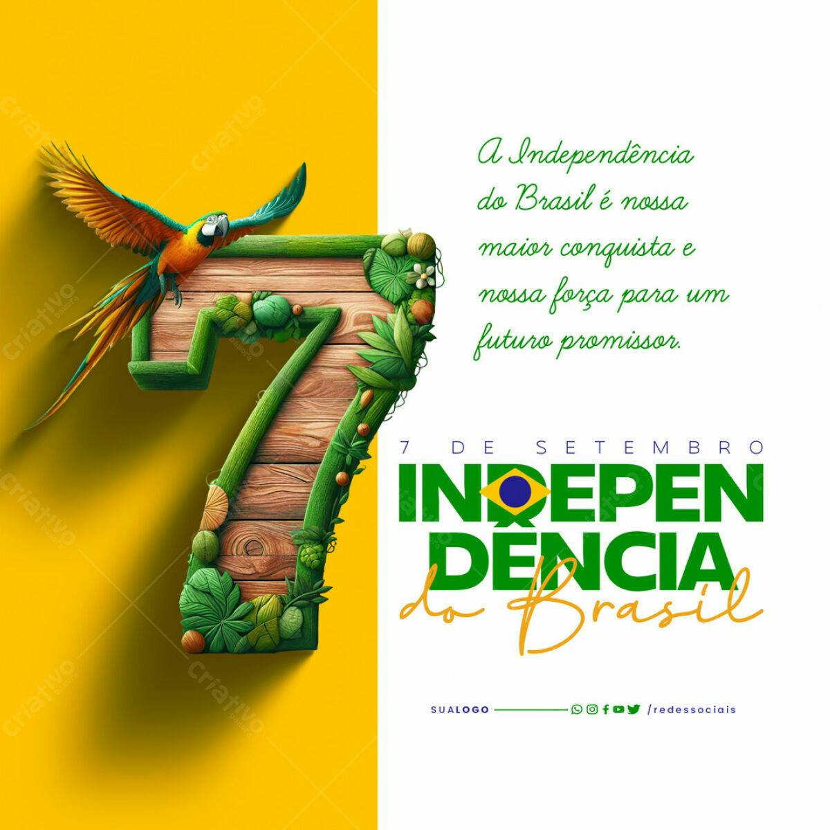 Arte para Dia da Independência do Brasil PSD Editável