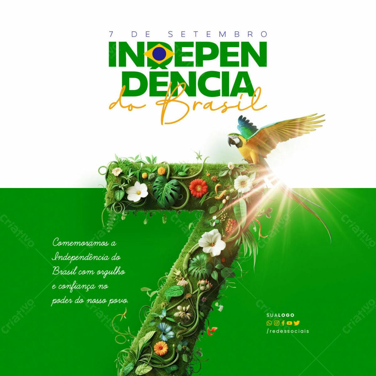 Flyer 7 de Setembro Independência do Brasil PSD Editável