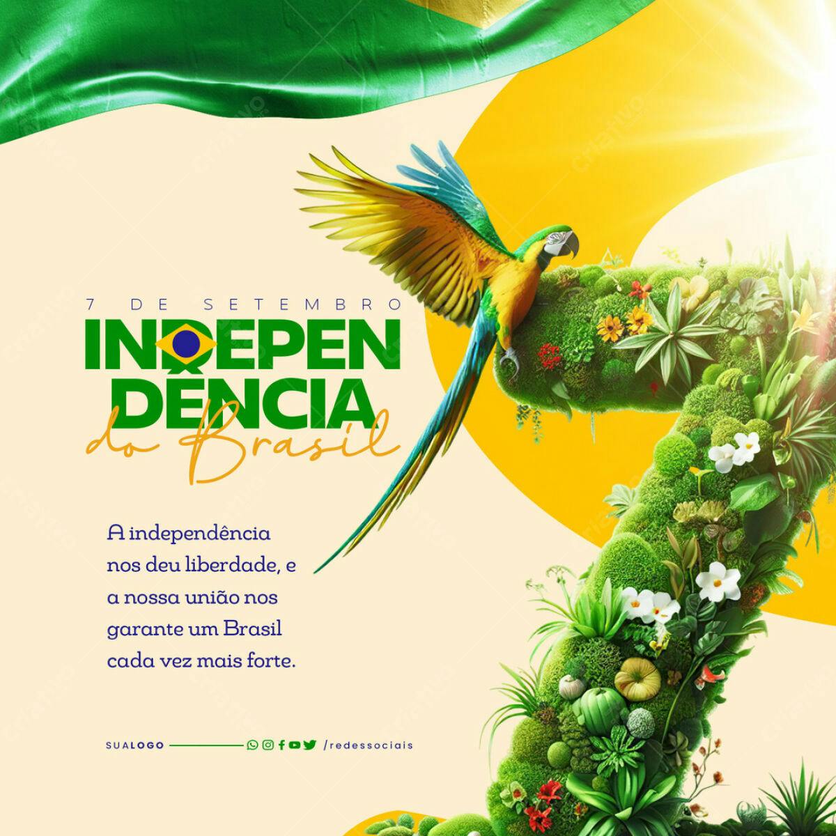 Flyer 7 de Setembro Independência do Brasil PSD Editável