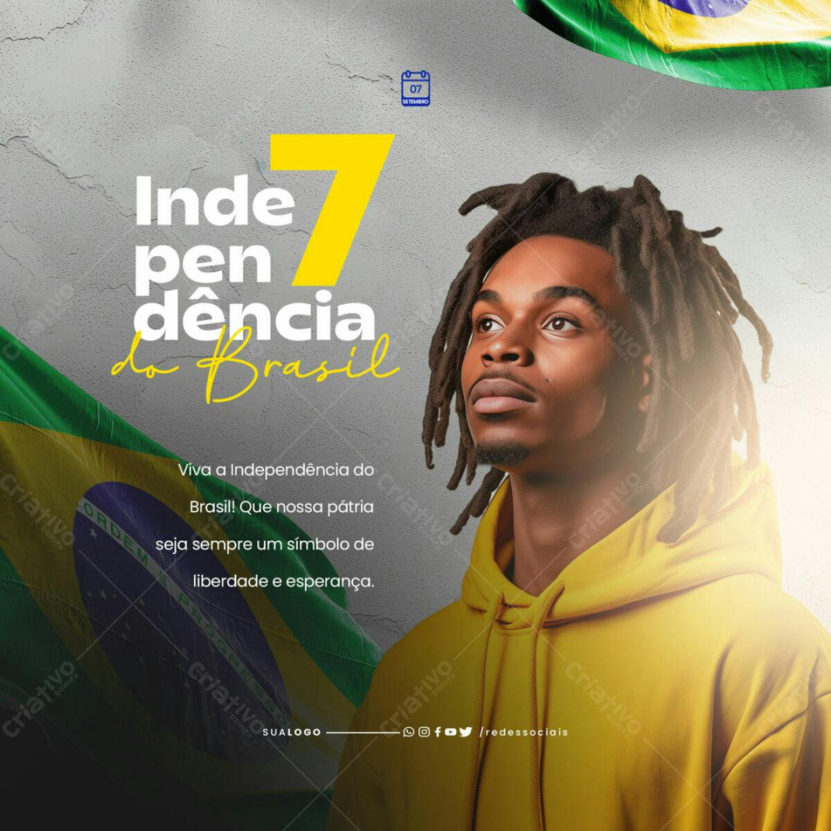 Post para o Dia da Independência do Brasil PSD Editável