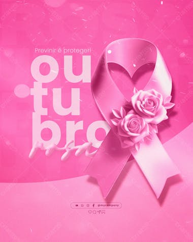 Outubro rosa mês de conscientização sobre o câncer de mama social media flyer psd editável