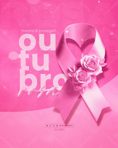 Outubro Rosa Mês De Conscientização Sobre O Câncer De Mama Social Media Flyer Psd Editável 
