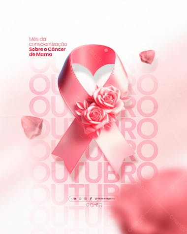 Outubro rosa mês de conscientização sobre o câncer de mama social media flyer psd editável