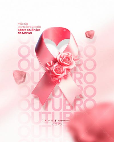 Outubro Rosa Mês De Conscientização Sobre O Câncer De Mama Social Media Flyer Psd Editável 