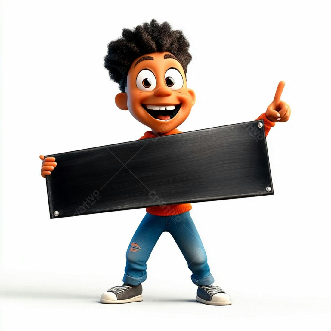 Menino negro segurando placa preta