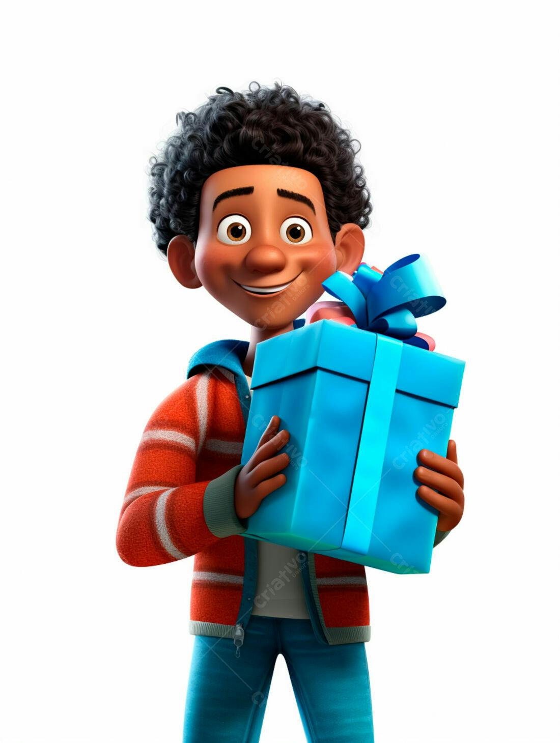 Menino feliz com presente azul