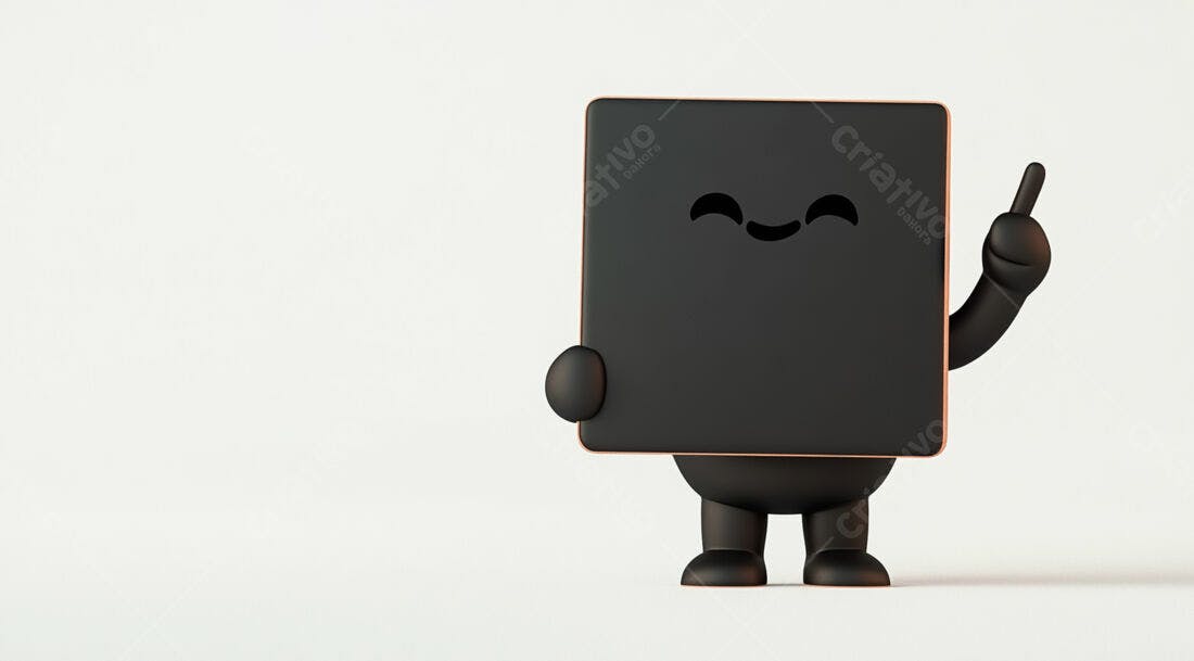Personagem 3D Preto segurando quadro