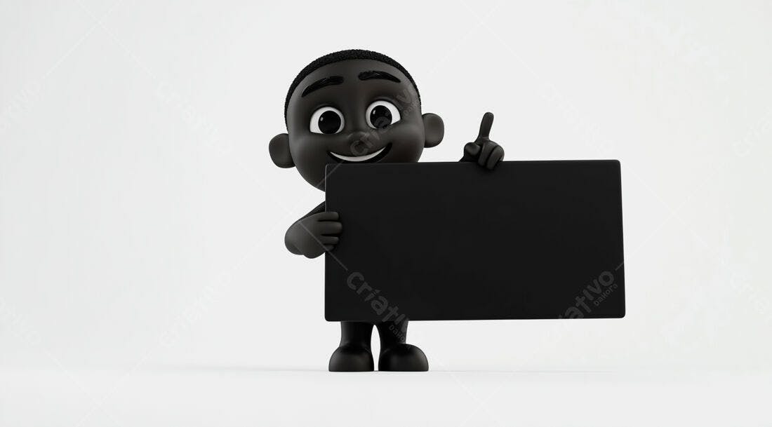 Menino negro segurando cartaz preto