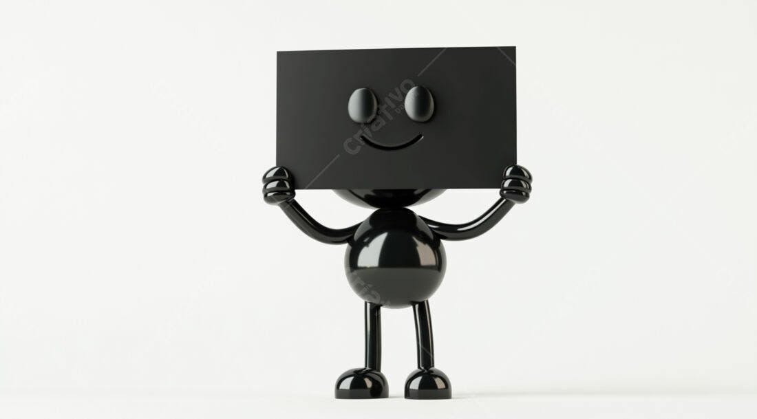 Boneco Preto com Cartela Sorrindo