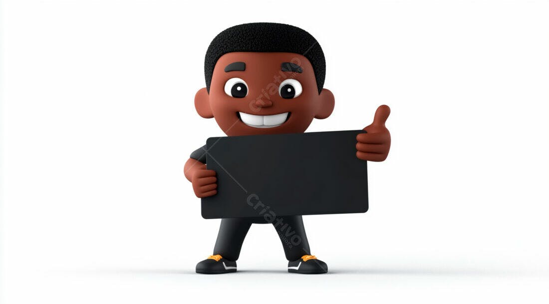 Menino negro segurando placa preta